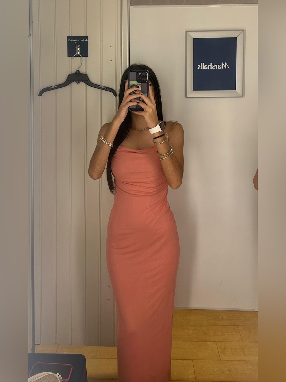 Sleek Coral Midi Dress - Women's Bodycon Slip Dress